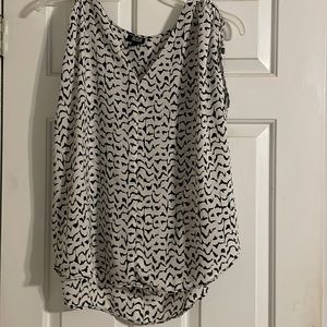 Black and white blouse with open shoulders